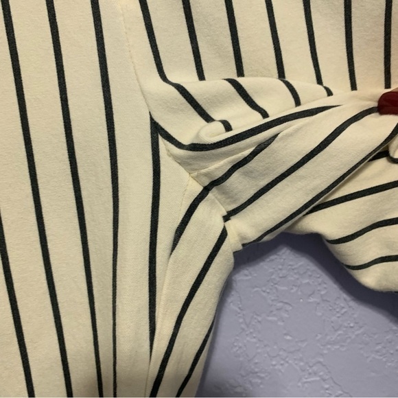 Anthropologie The Essential Slim Stripe Button Detail Pants - Picture 4 of 8